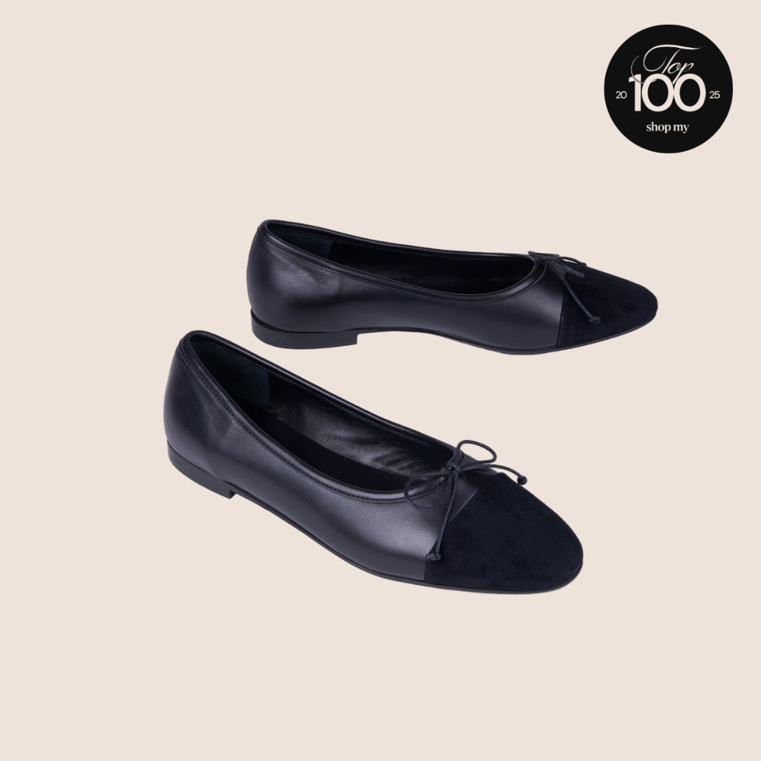 Como Italian Leather Flats in Black Leather/Suede | A. Soliani 36 / Black - Italian Leather Flats