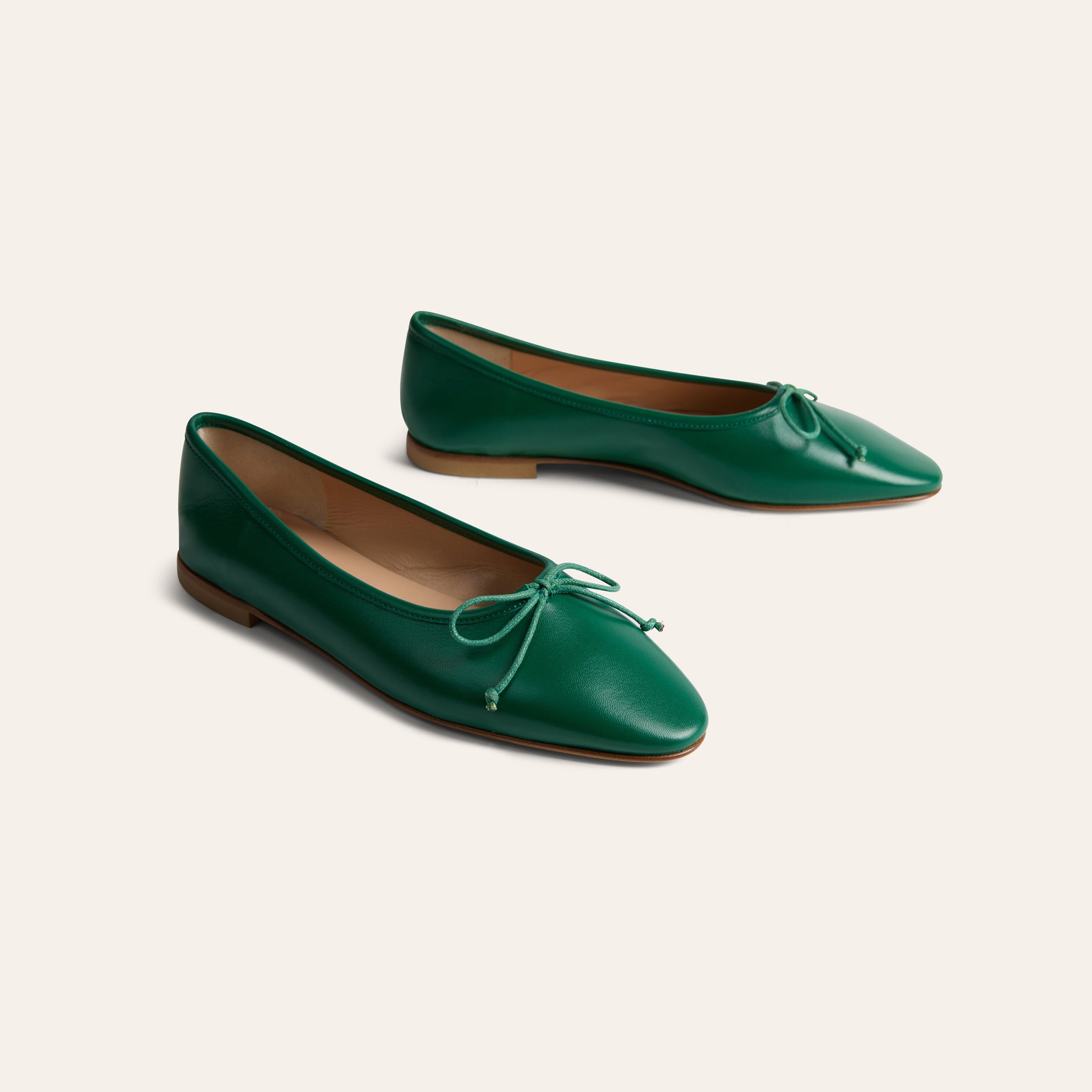 Como Italian Leather Ballet Flats in Emerald