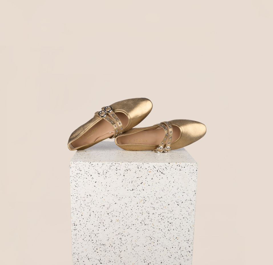Como Italian Leather Ballet Flats in Gold | A. Soliani 35 / Gold - Italian Leather Flats
