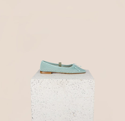 Leather Mary Jane Flats in turquoise