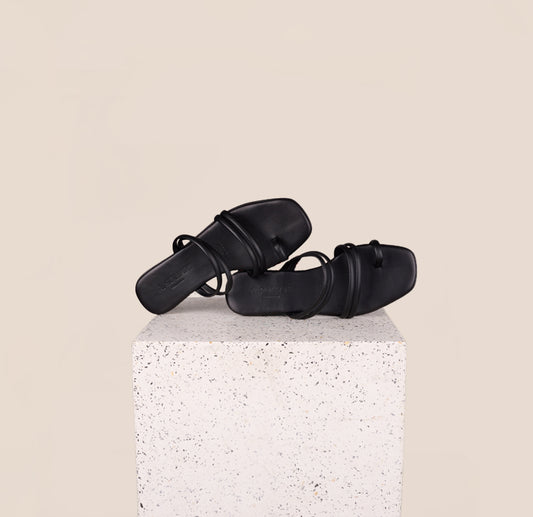 Cortina Black Leather Sandals