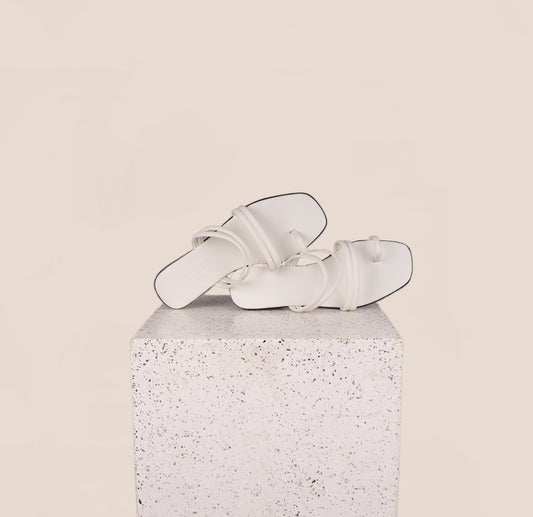 Cortina White Leather Sandals