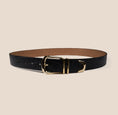 Load image into Gallery viewer, Belt - Gold Buckle Double Keeper Black Croc