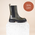 Load image into Gallery viewer, Monza Tall - Olive Calf Leather/Black SAMPLE SALE - FINAL SALE
