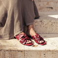 Load image into Gallery viewer, Rodi Leather Knotted Sandals in Sangria

