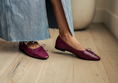 Load image into Gallery viewer, wine leather ballet flats
