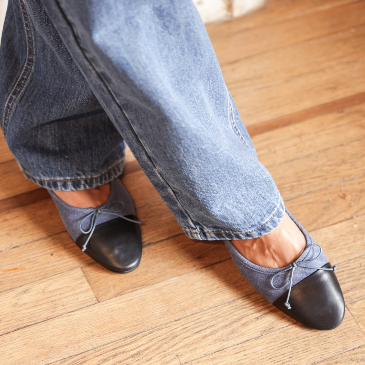 Como Ballet Flat in Denim/Black | A. Soliani 36 / Denim/Black