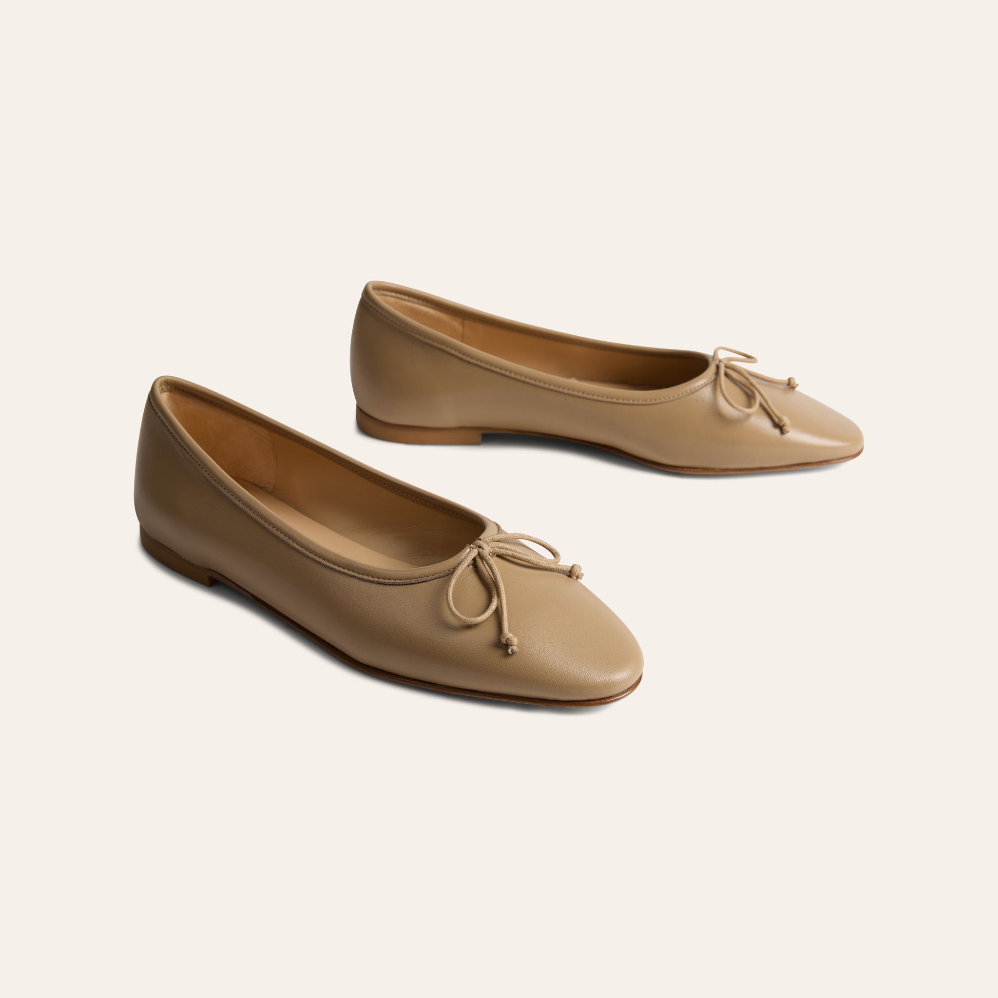 Como Italian Leather Ballet Flats in Taupe | A. Soliani
