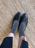 Load image into Gallery viewer, Como Herringbone/Black Cap Toe Ballet Leather Flats Lifestyle
