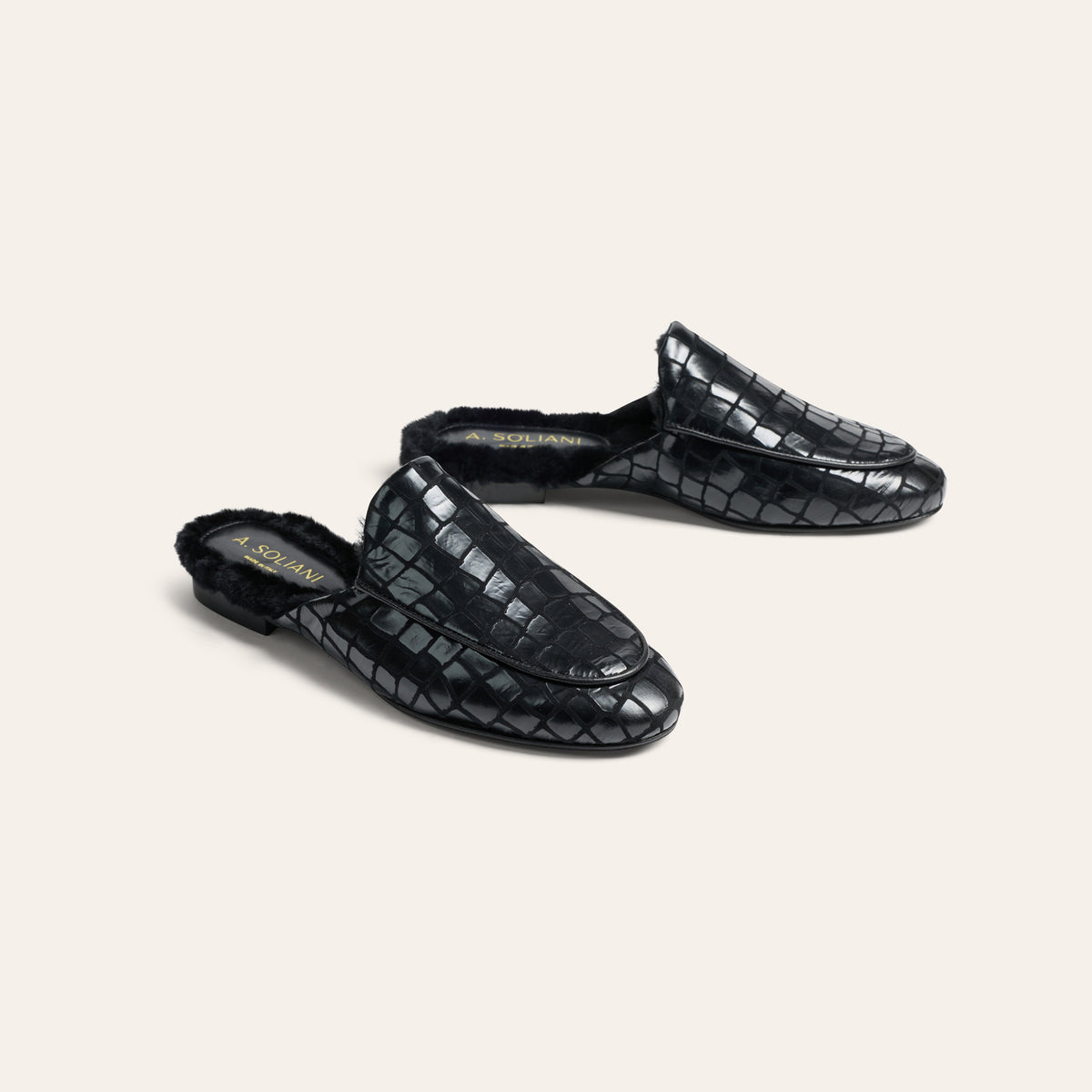 Alba Shearling - Black Croc