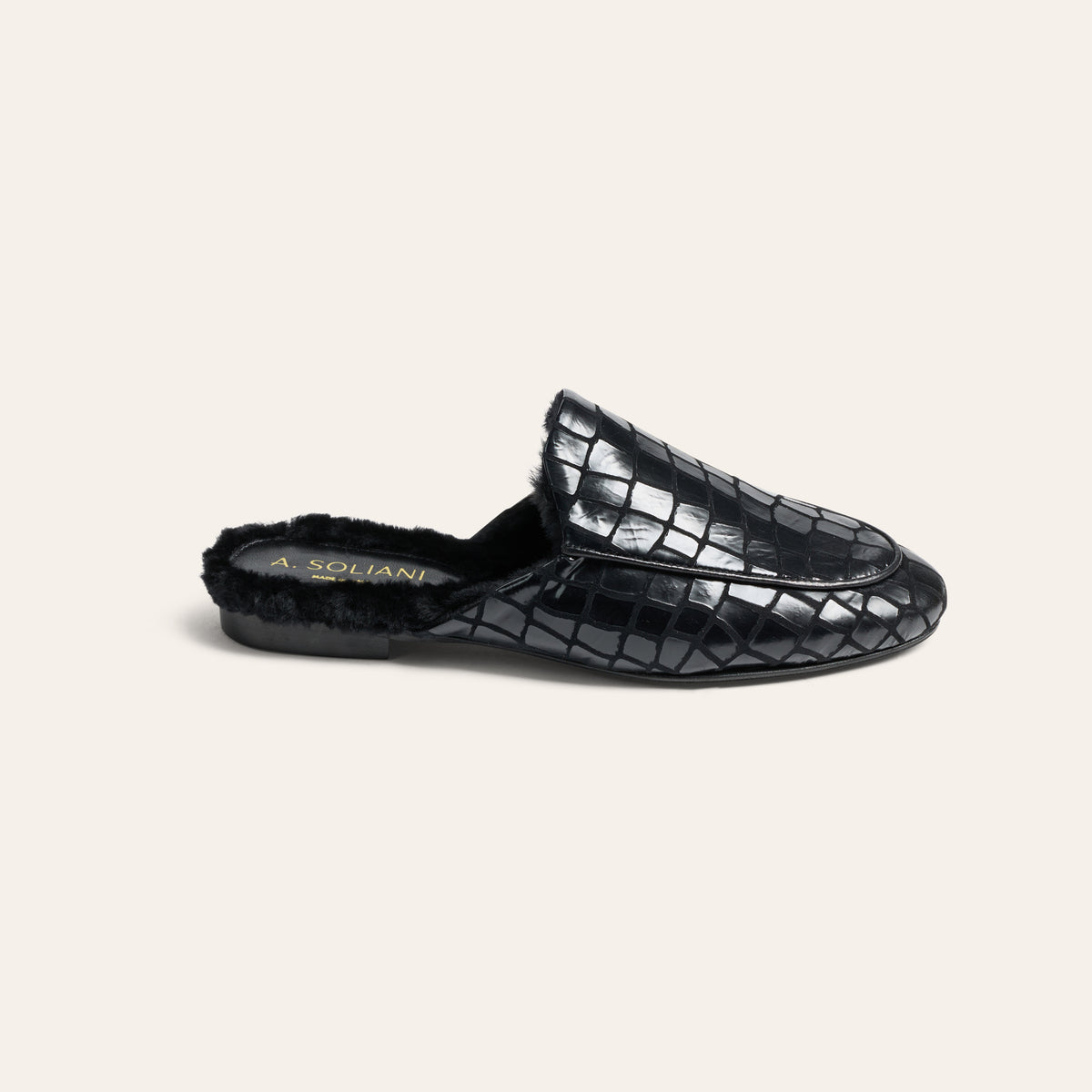 Alba Shearling - Black Croc