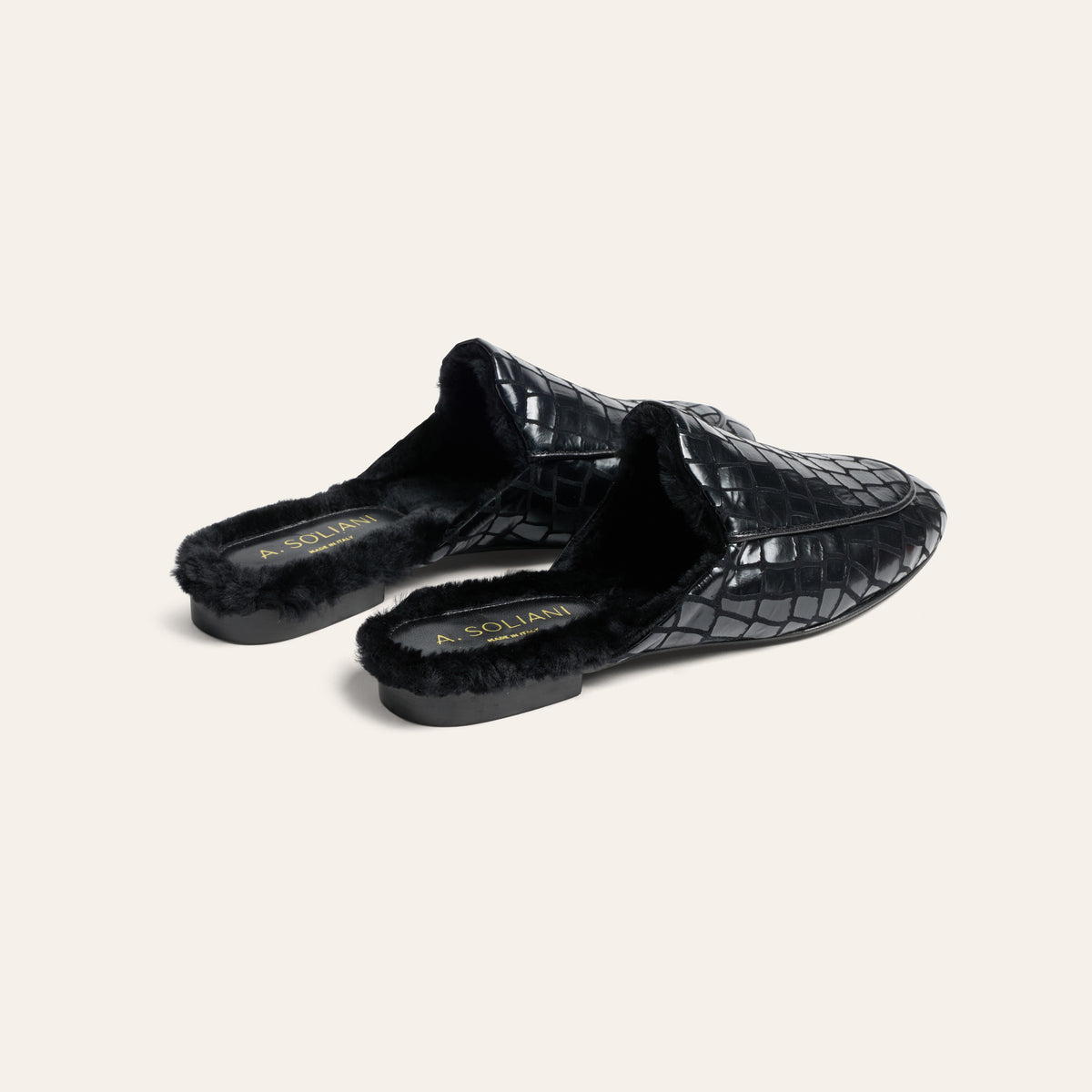 Alba Shearling - Black Croc