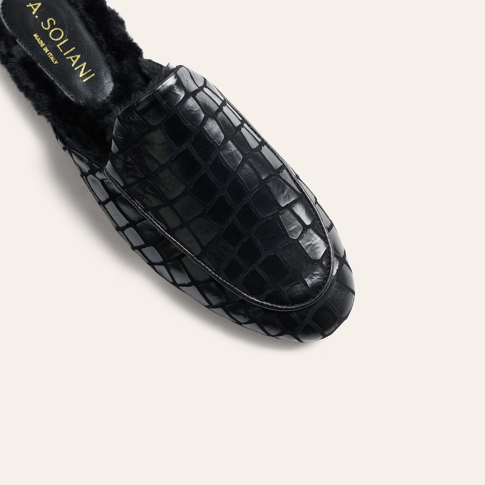 Alba Shearling - Black Croc