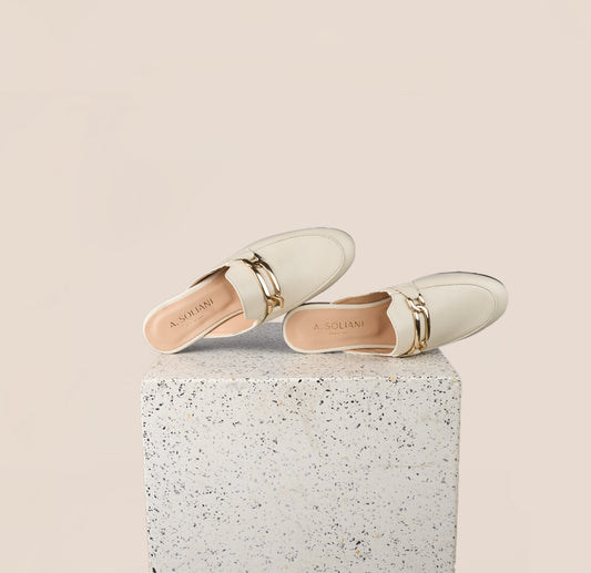 Alba Ivory Slides with Chain