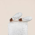 Load image into Gallery viewer, Italian Leather Amalfi Sneaker in Great White/Denim | A. Soliani
