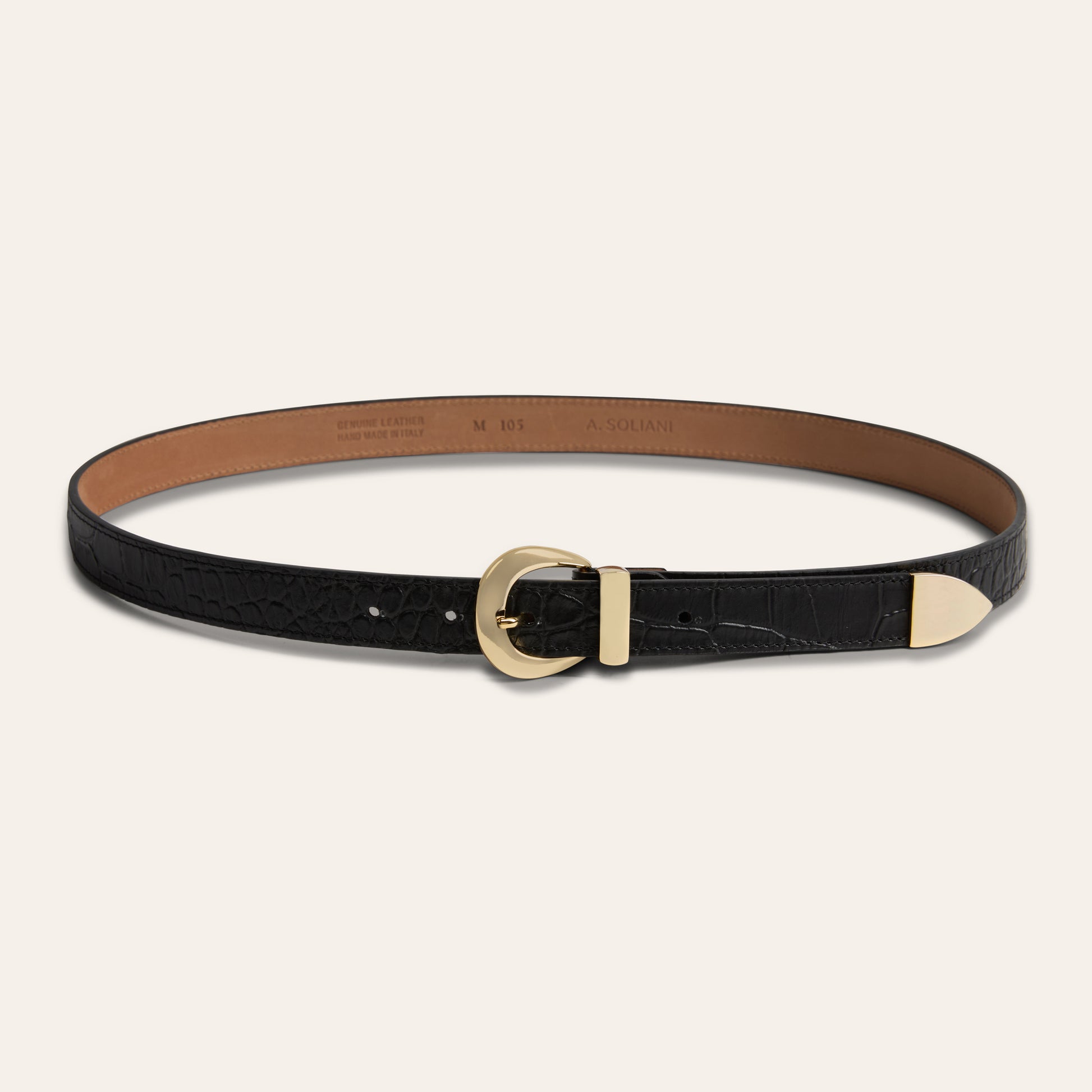 Belt - Gold Buckle Black Croc