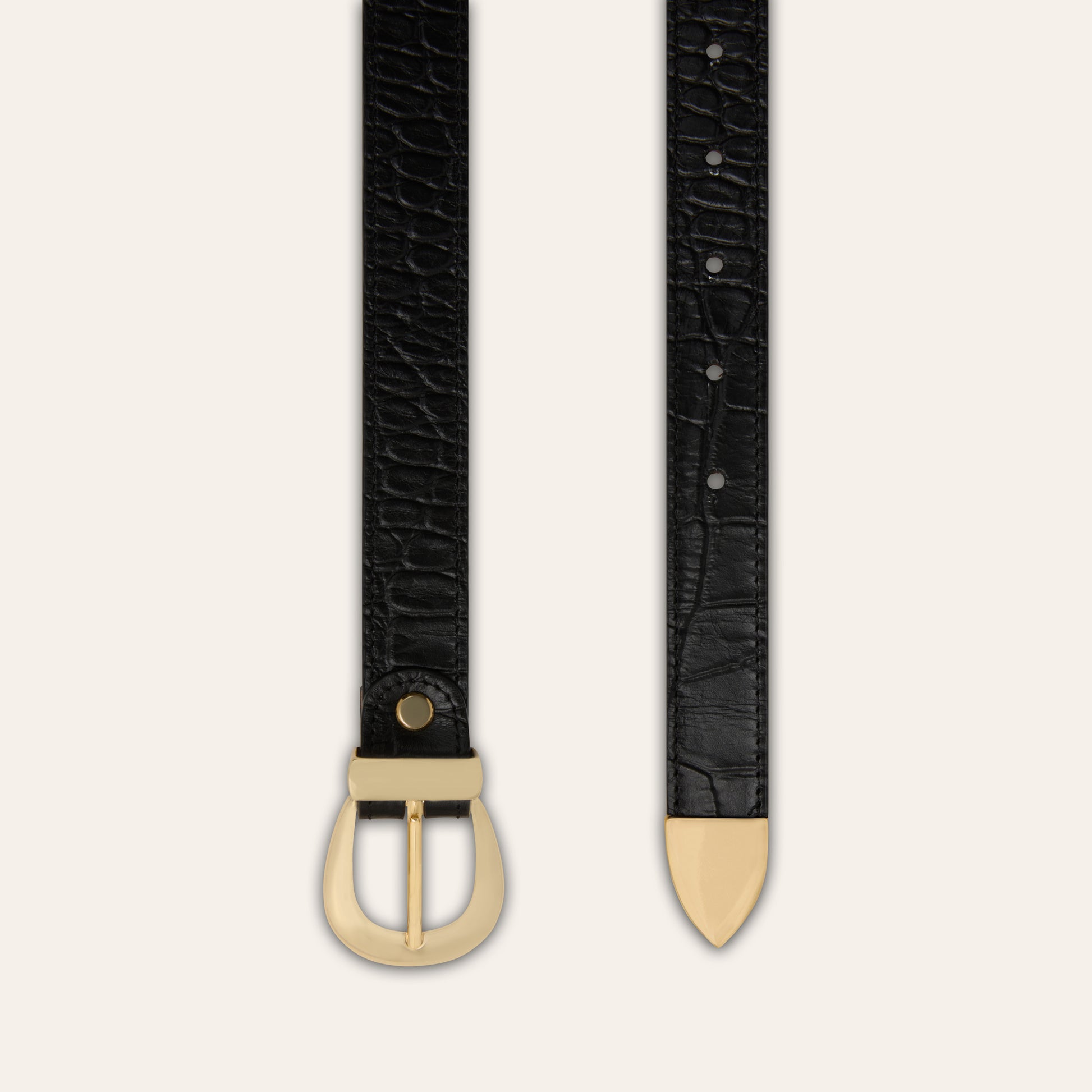 Belt - Gold Buckle Black Croc