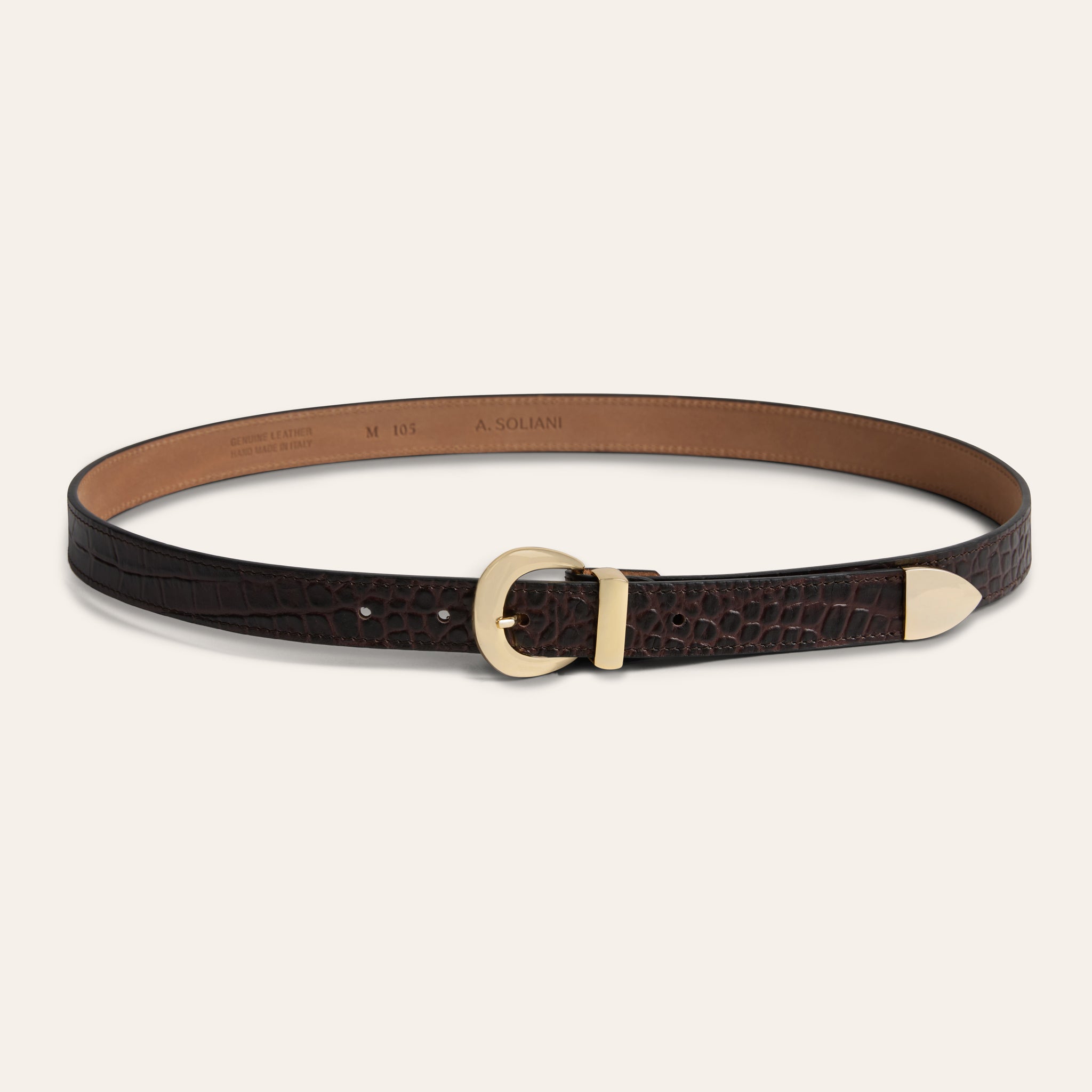 Belt - Gold Buckle Chocolate Croc