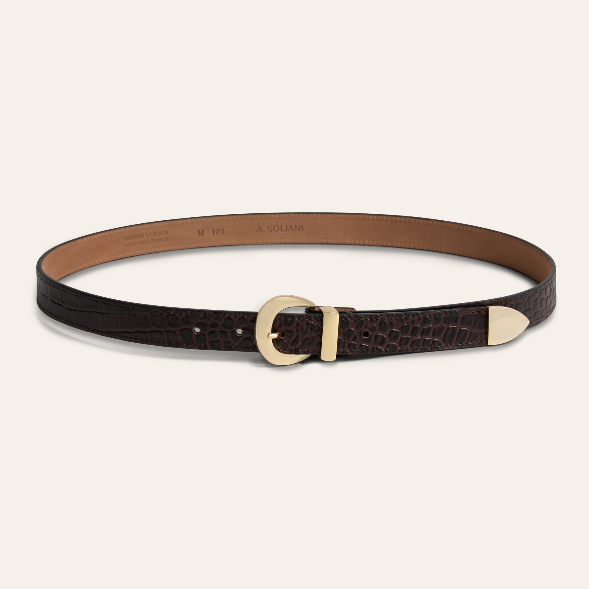 Belt - Gold Buckle Chocolate Croc