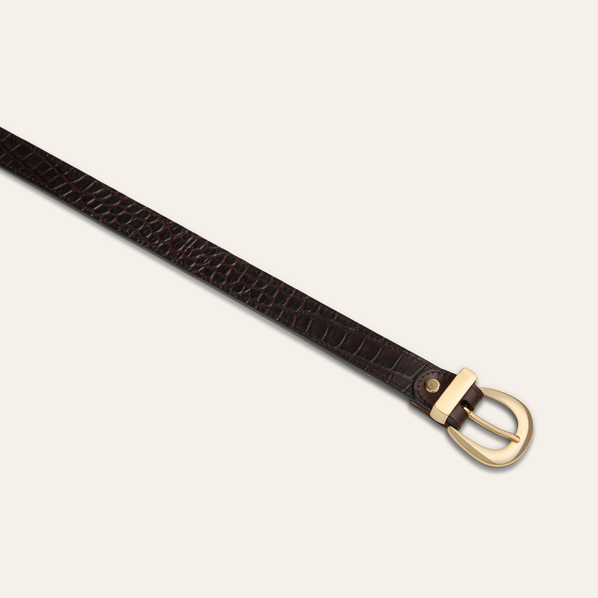 Belt - Gold Buckle Chocolate Croc