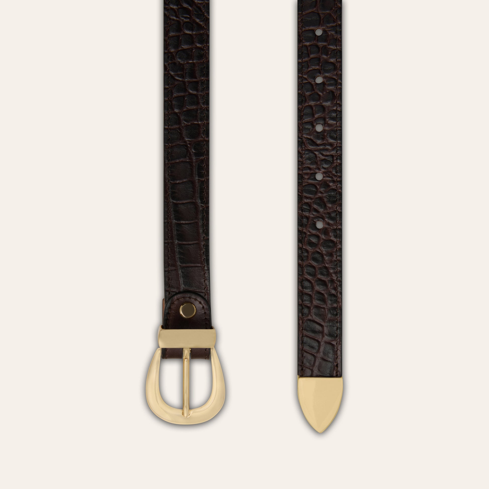 Belt - Gold Buckle Chocolate Croc