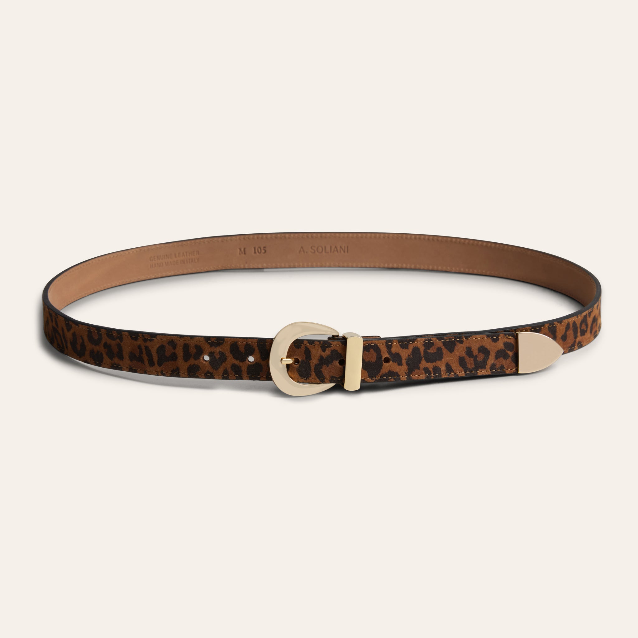 Belt - Gold Buckle Leopard Suede