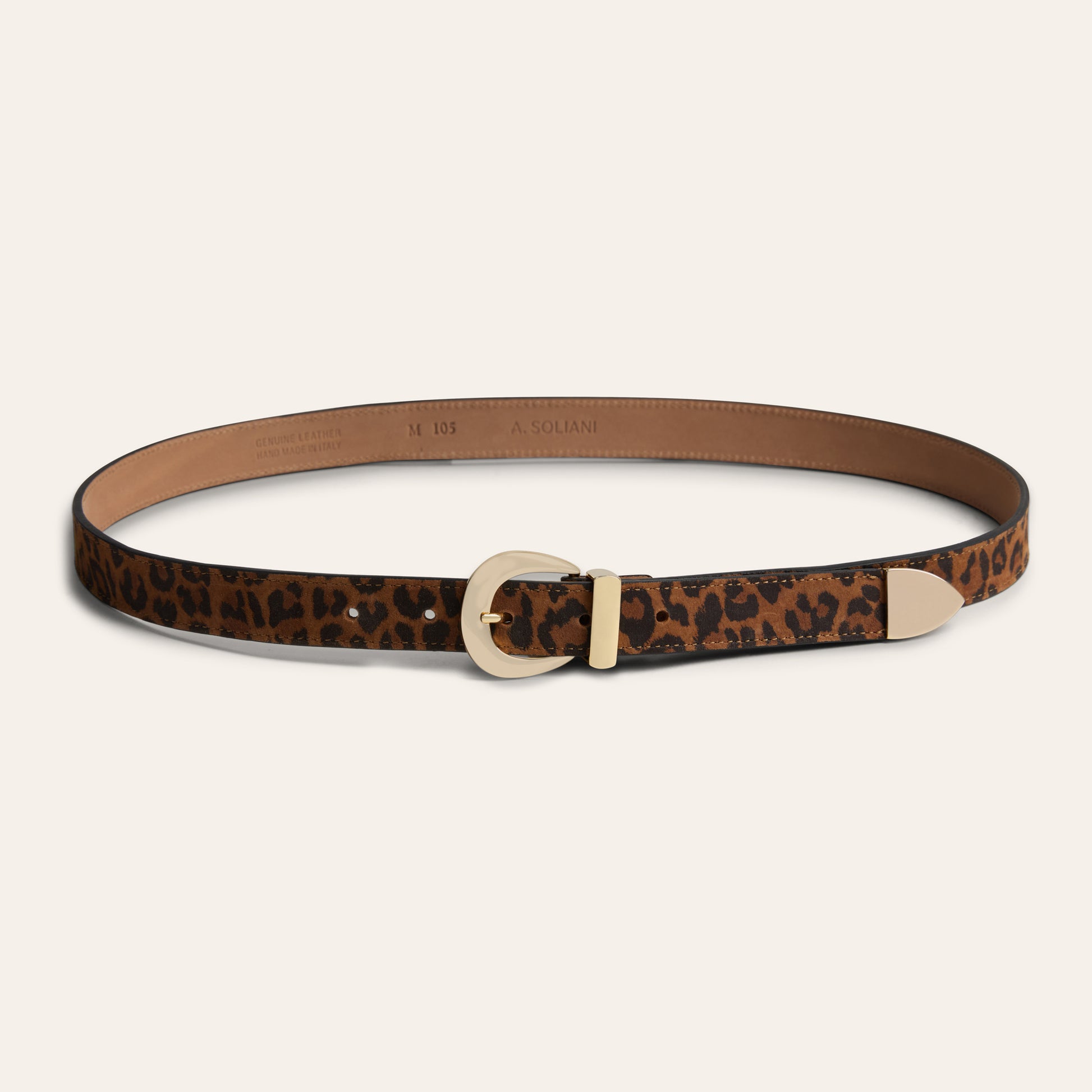 Belt - Gold Buckle Leopard Suede