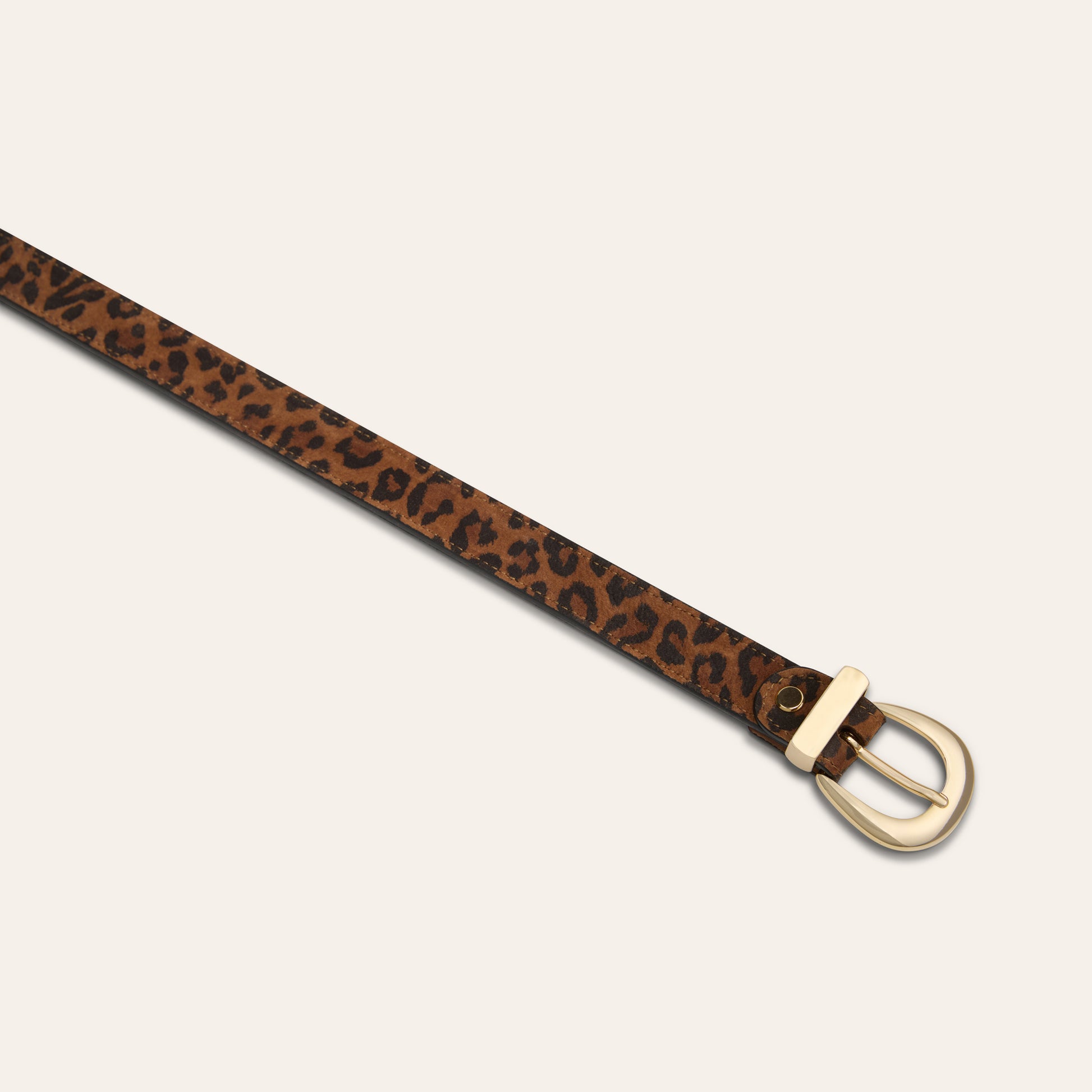 Belt - Gold Buckle Leopard Suede