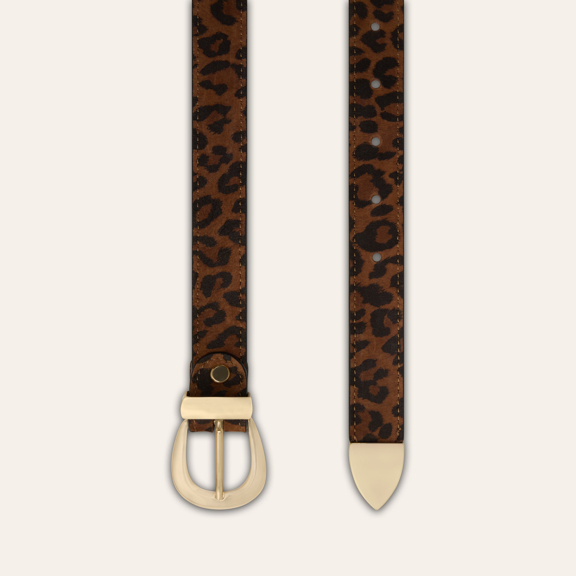 Belt - Gold Buckle Leopard Suede