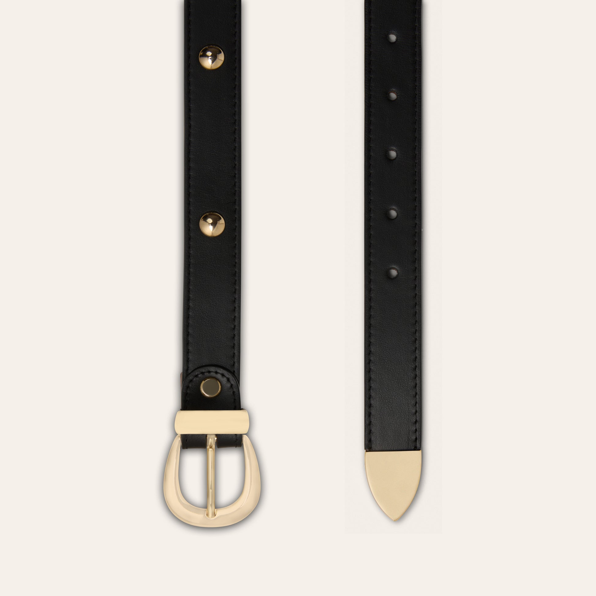 Belt - Gold Buckle Studded Black