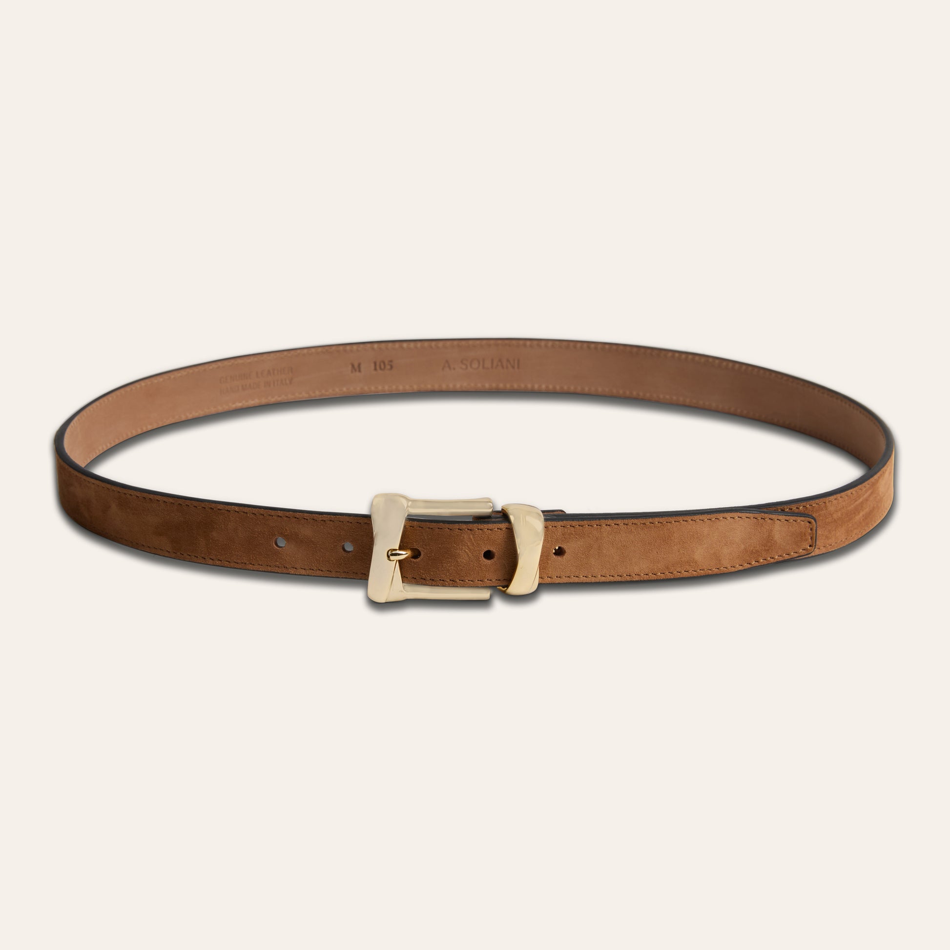 Belt - Gold Buckle Twist Amaretto Suede