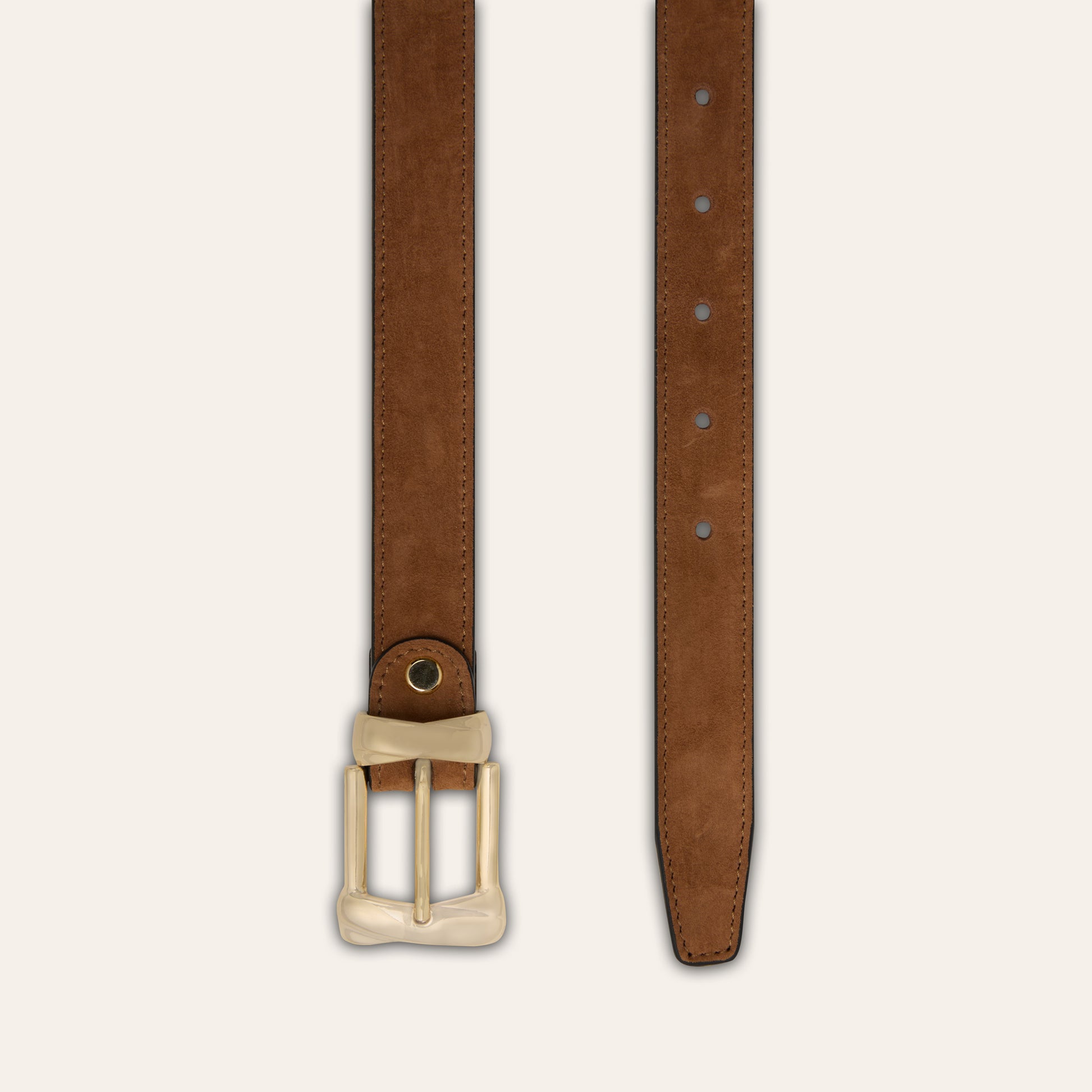 Belt - Gold Buckle Twist Amaretto Suede