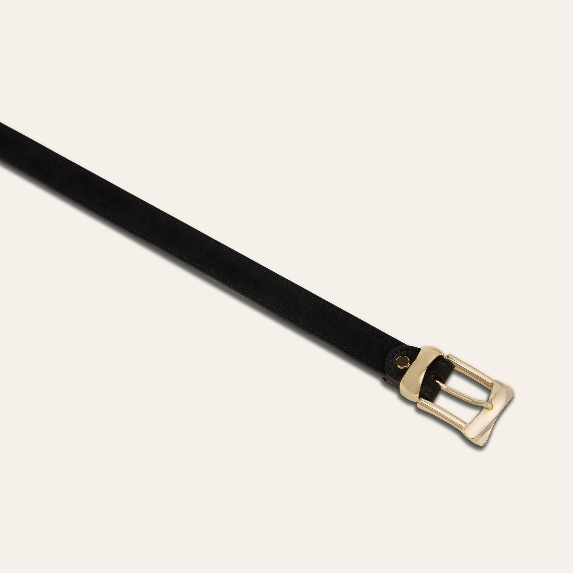 Belt - Gold Buckle Twist Black Suede