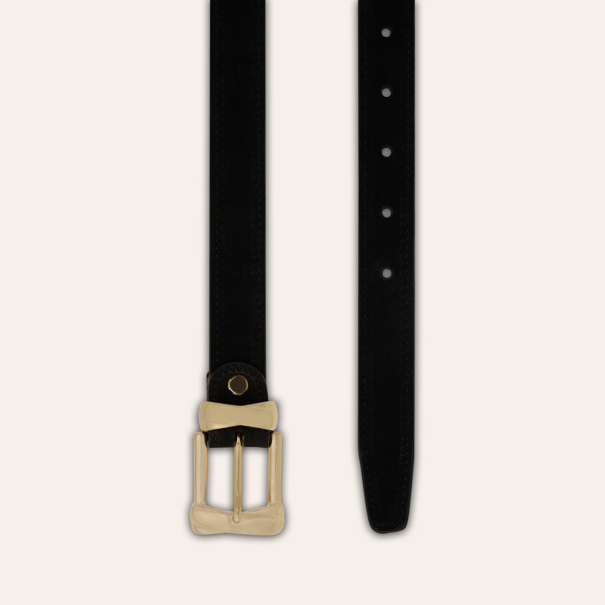 Belt - Gold Buckle Twist Black Suede