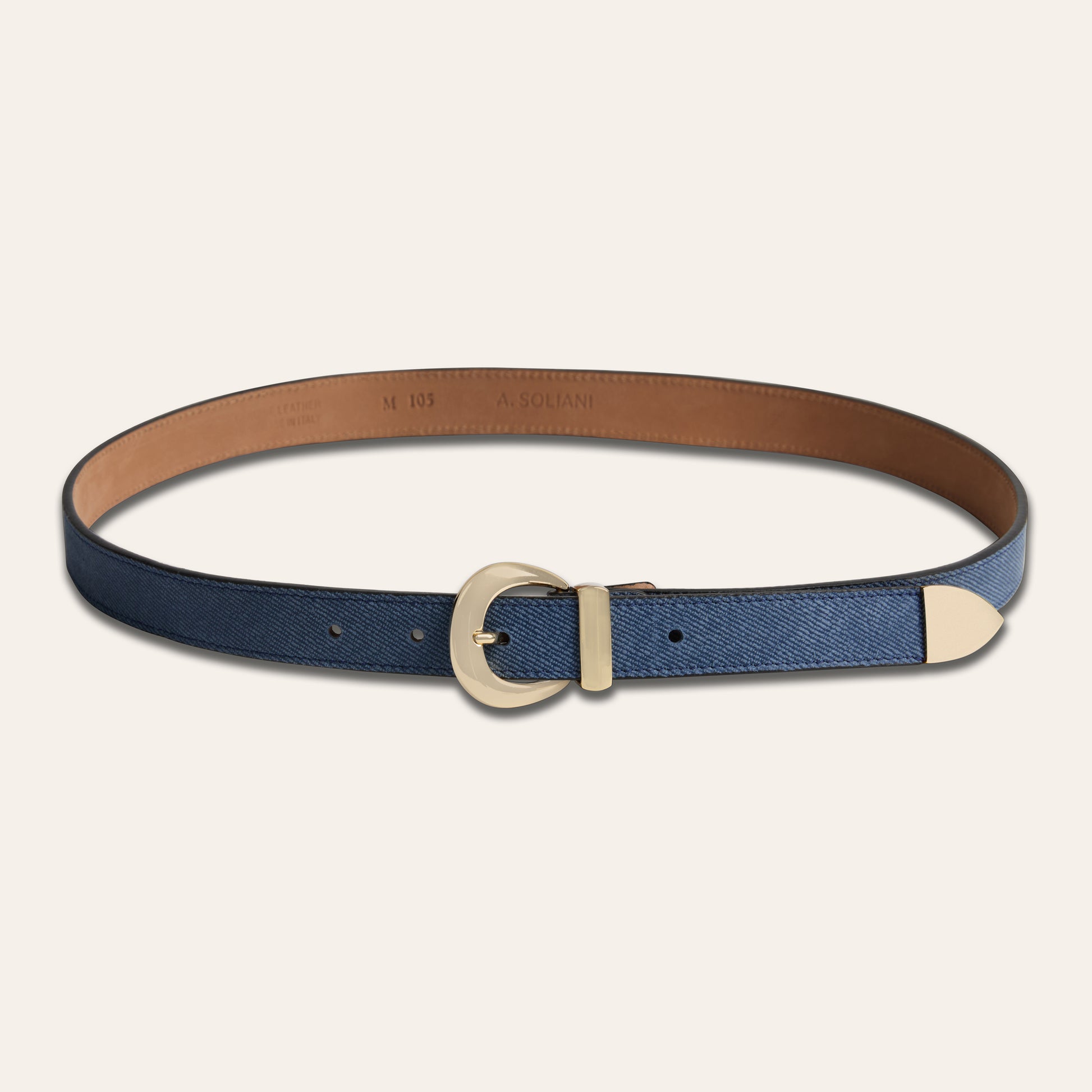 Belt - Gold Buckle Dark Denim