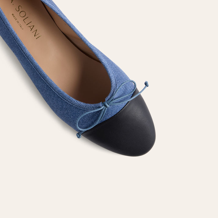 Como Ballet Flat in Denim/Black | A. Soliani