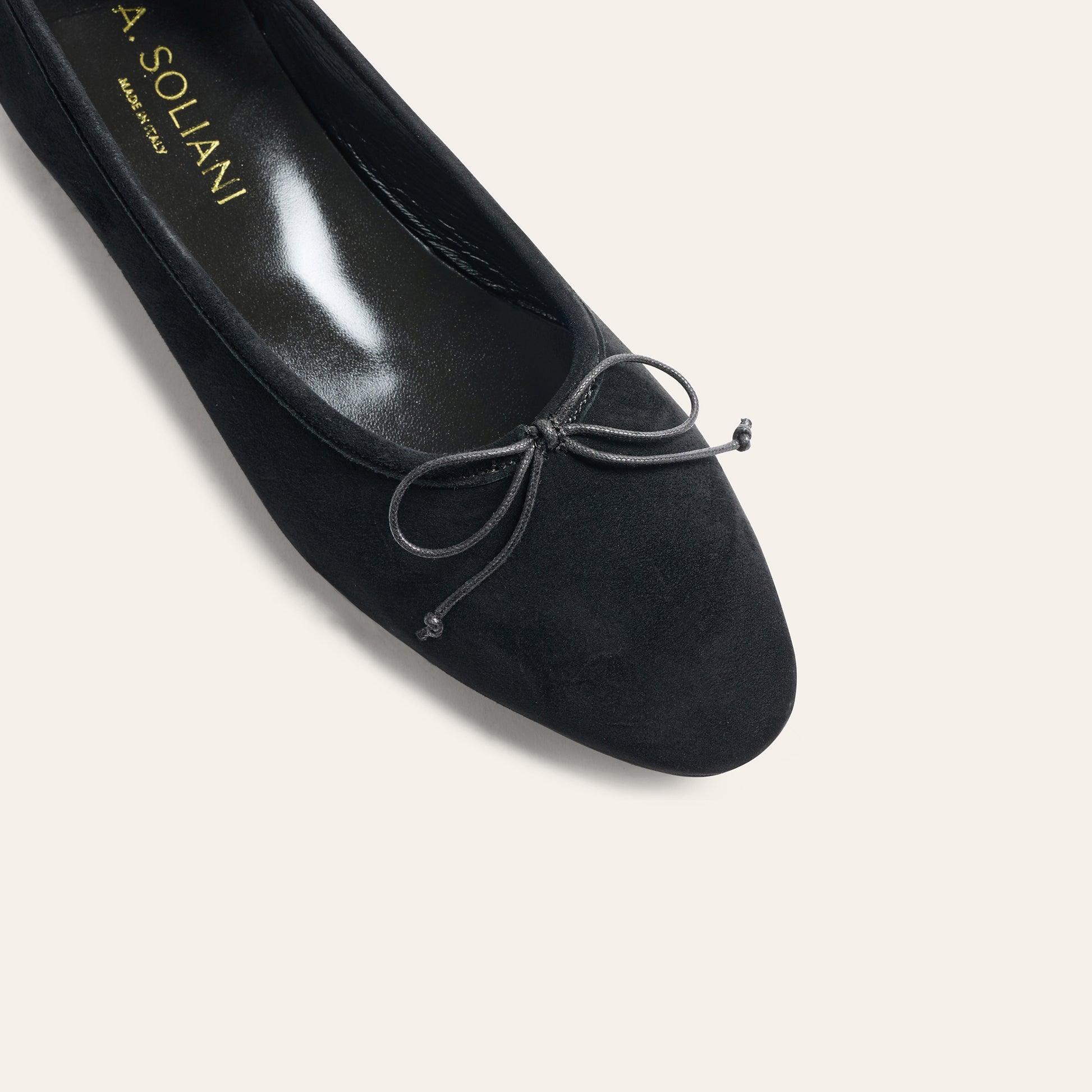 Como Black Suede Ballerina Flats | A. Soliani