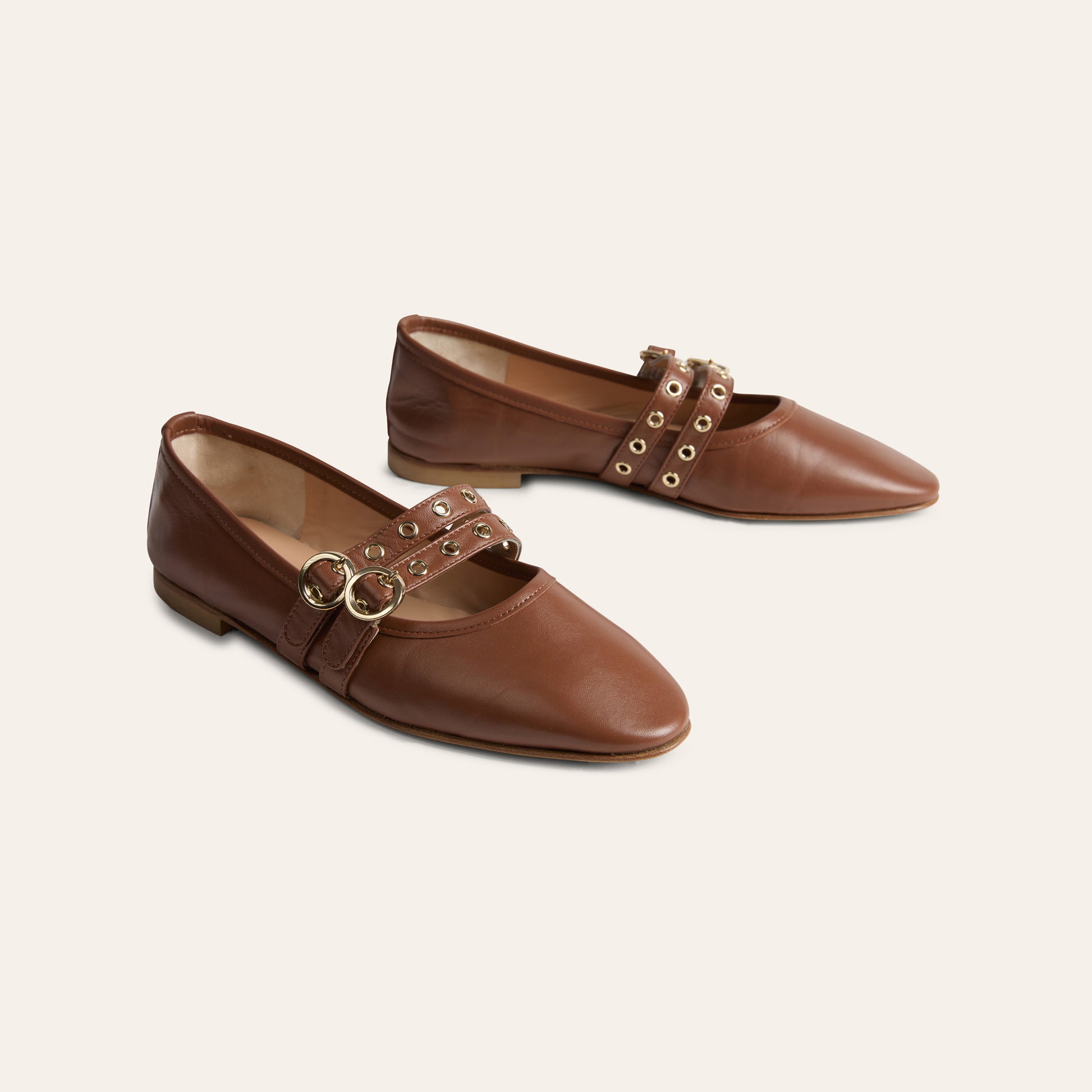 Como Italian Leather Ballet Flats in Brown