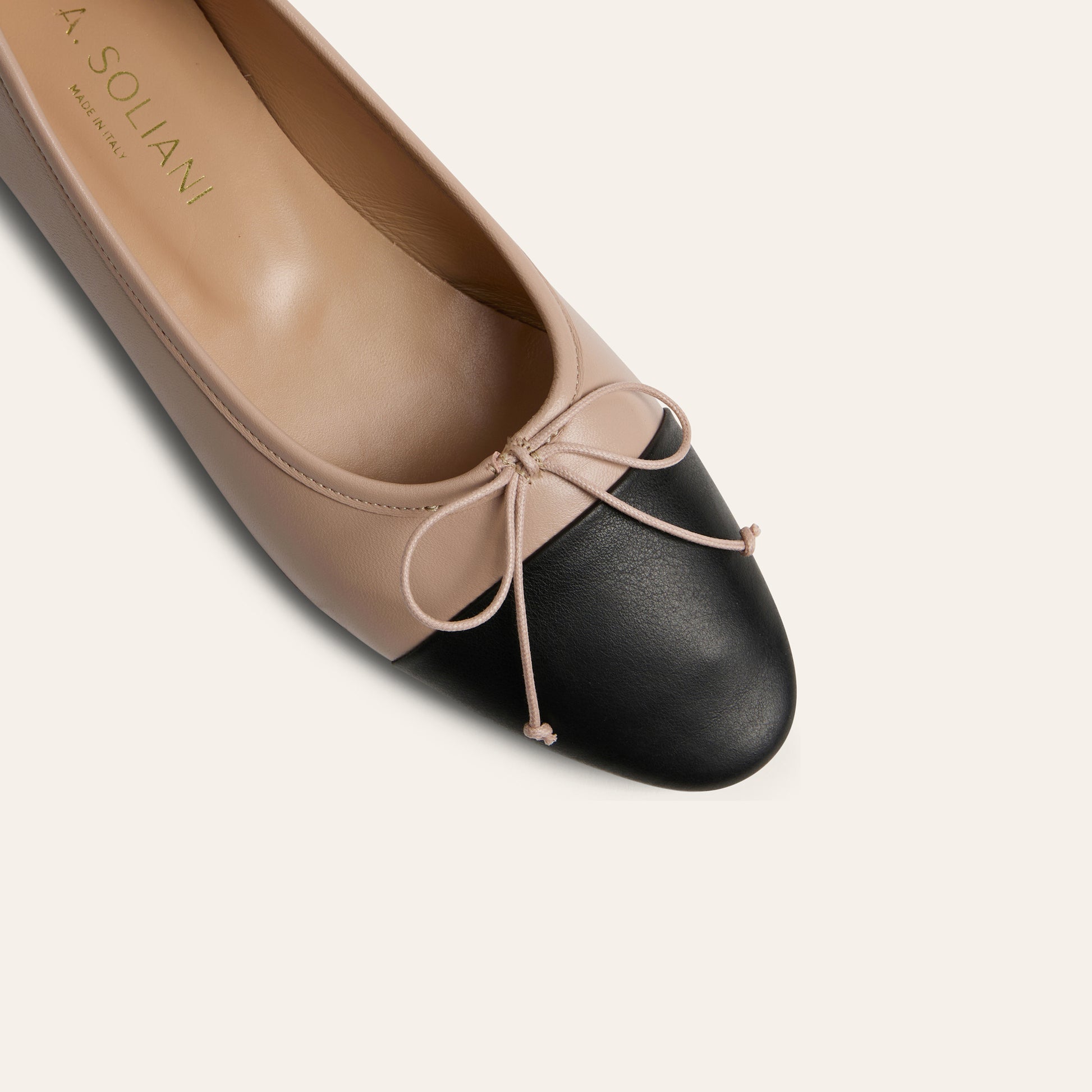 Como Italian Leather Ballet Flat in Beige Nude/Black | A. Soliani 41 / Beige Nude/Black - Italian Leather Flats Como Italian Leather Ballet Flat in Beige Nude/Black | A. Soliani 41 / Beige Nude/Black - Italian Leather Flats