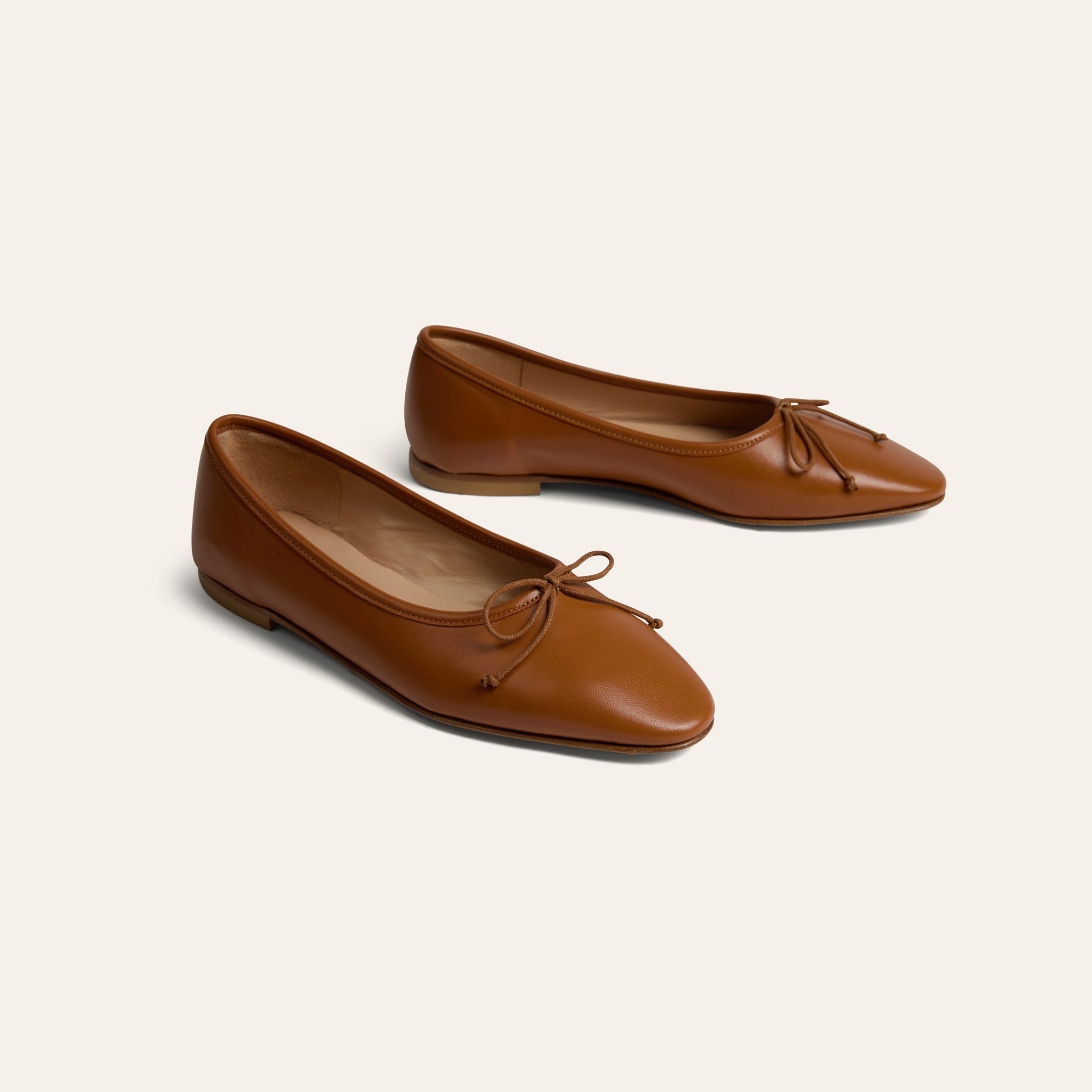 Como Italian Leather Ballet Flats in Caramel | A. Soliani