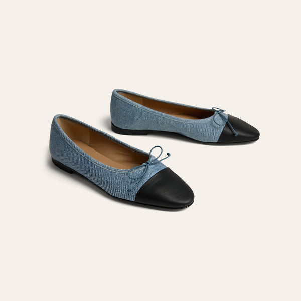 Como Ballet Flat in Denim/Black Soliani
