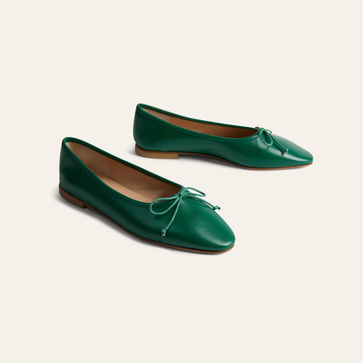 Como Italian Leather Ballet Flats in Emerald