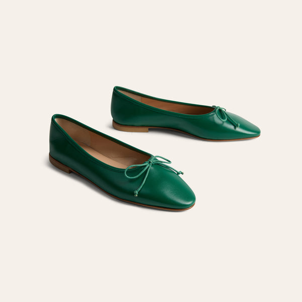 Como Italian Leather Ballet Flats in Emerald | A. Soliani 36 / Green