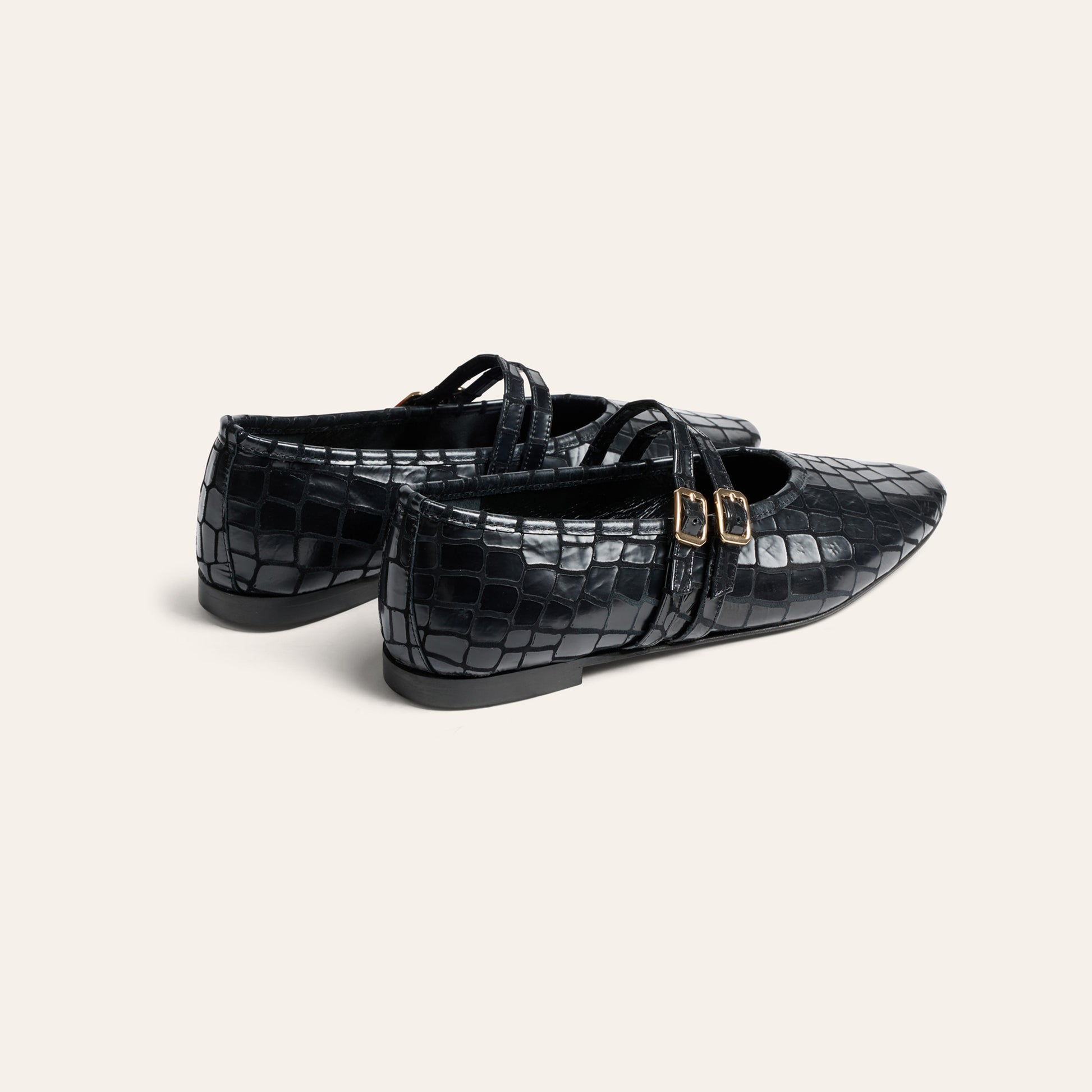 Cori 2 Buckle - Black Croc