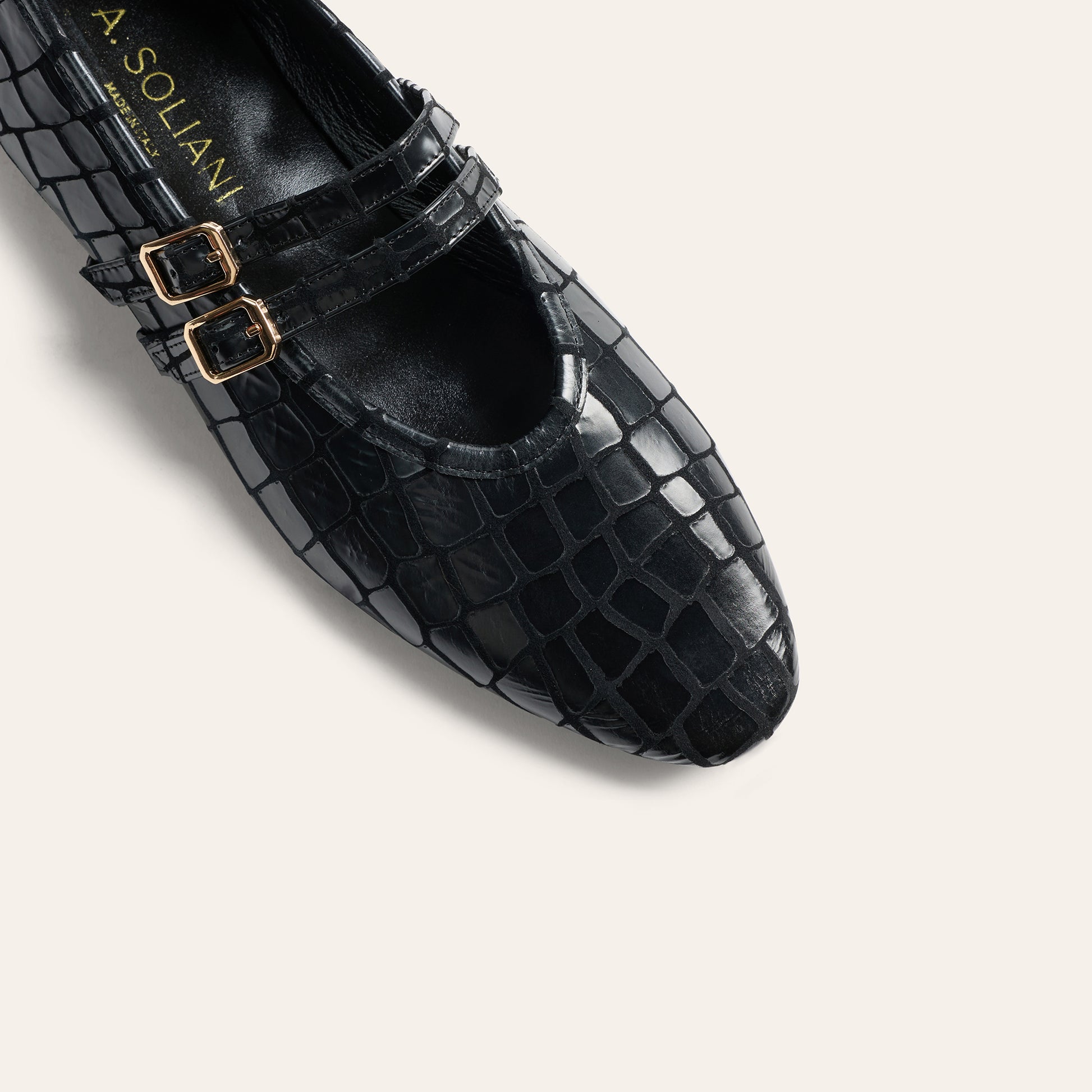 Cori 2 Buckle - Black Croc