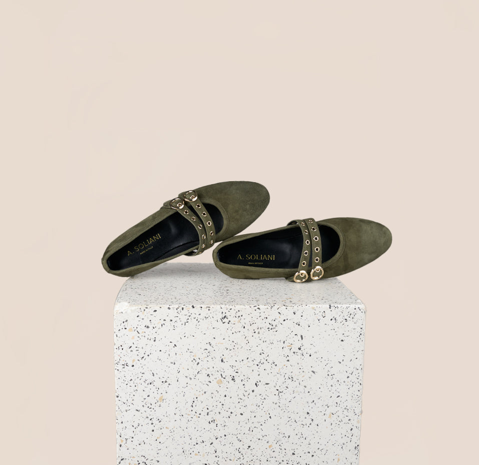 Como 2 buckle Olive suede