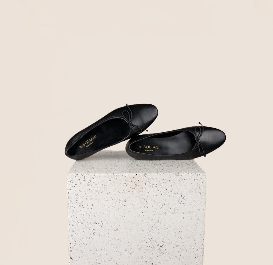 Como Black Leather Ballet Flats