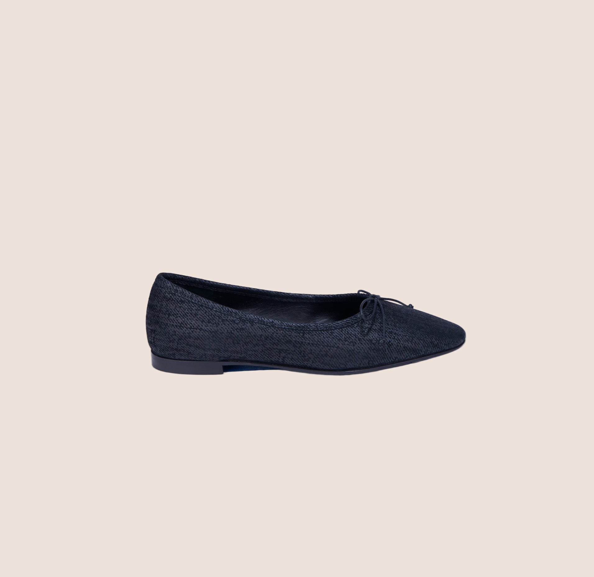 Como Ballet Flats in Black Twill Soliani