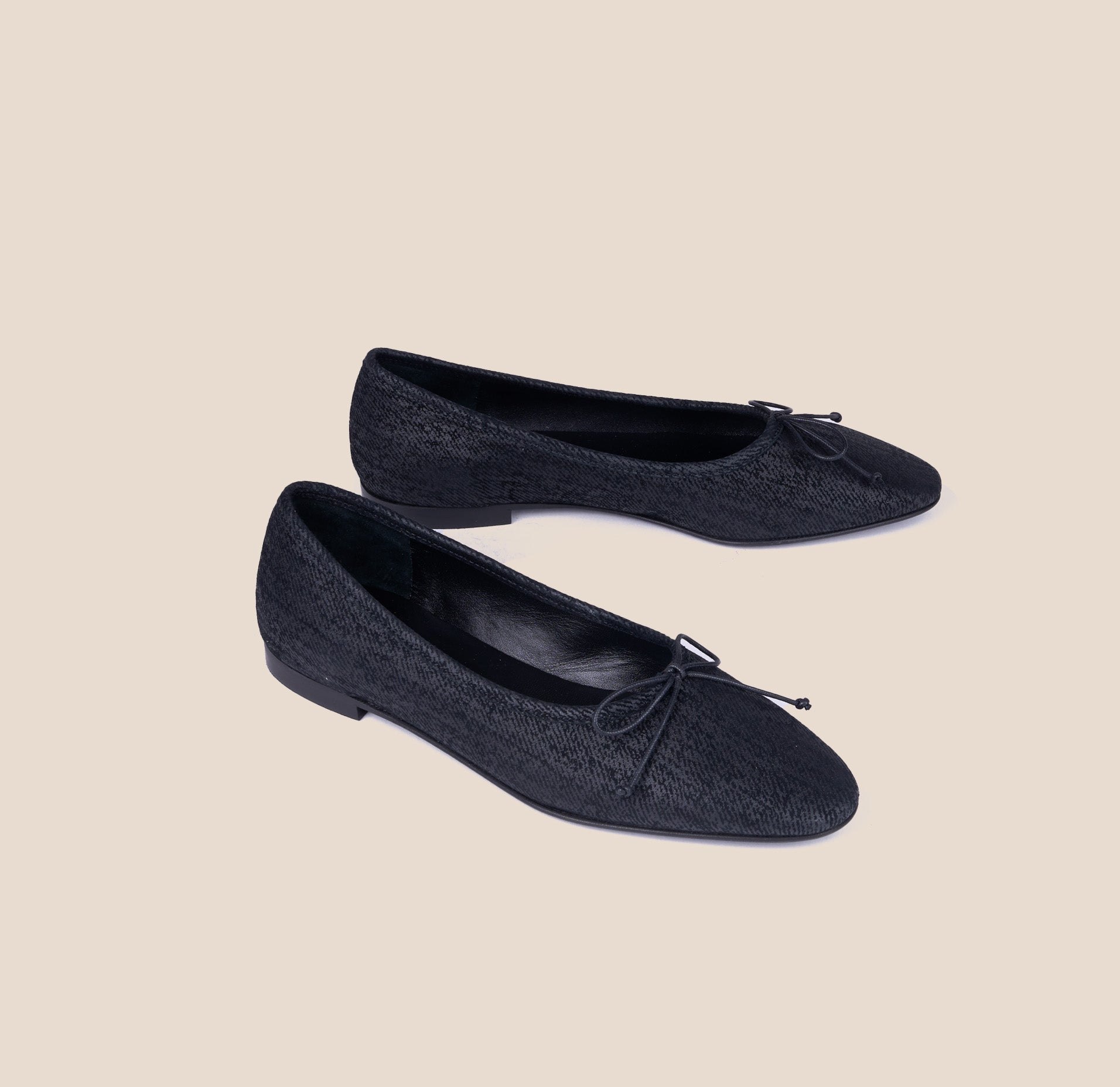Como Ballet Flats in Black Twill | A. Soliani