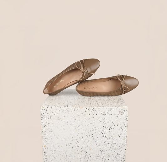 Cassette Ballet Flats in Taupe